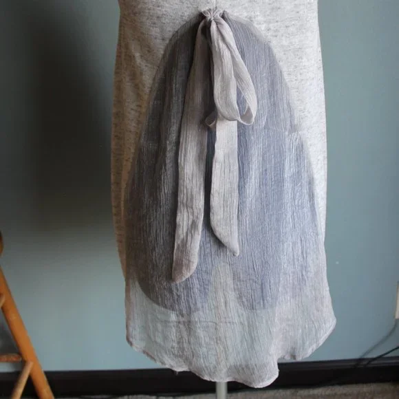 A'reve Anthropologie Women's Light Gray Sheer Back Bow Tank Top ~S~ - Picture 6 of 9